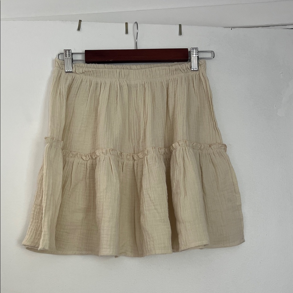 Audrey 3+1 Beige Tiered Mini Skirt